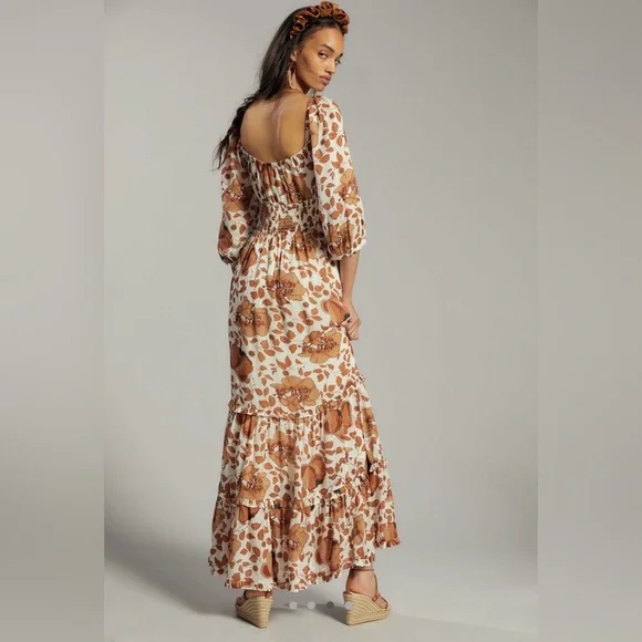 Antropologie Floral Puff Sleeve Dress with Bow Detail MP - Picture 4 of 4